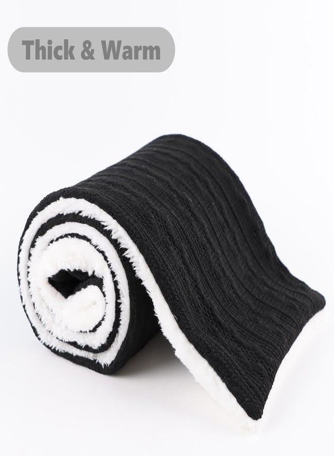 OMUKY Unisex Winter Knit Warm Scarves Thick Fleece Scarf Cold Weather Soft Neck Warmer for Women Men(Adult Black) - Image 3